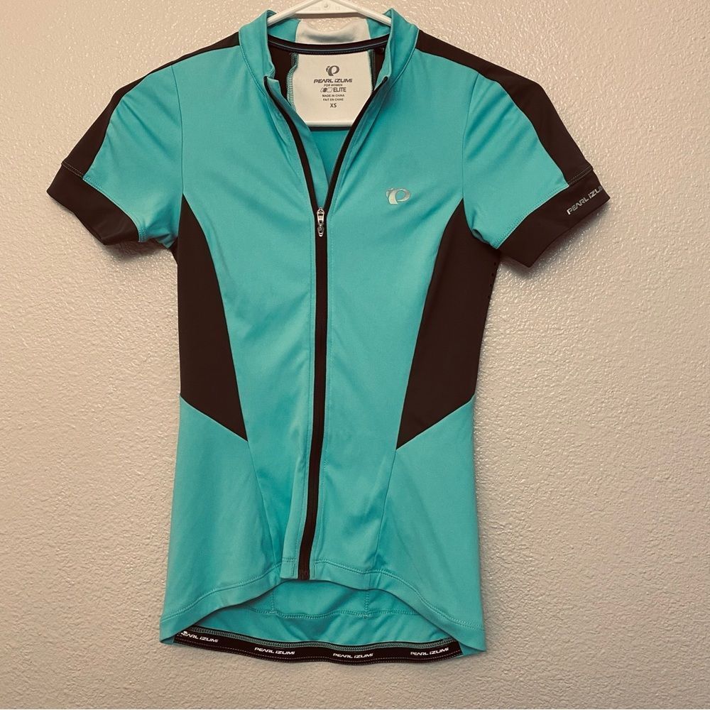 Pearl Izumi Women's Teal and Black Short Sleeve Cycling Jersey